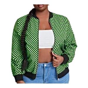 NWOT Neon Green and Black Lightweight Bomber Jacket